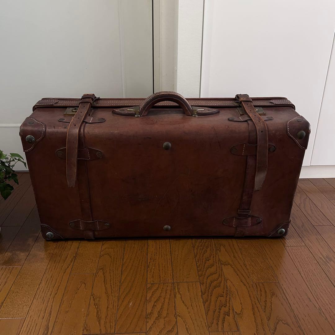 アンティーク革トランク　海軍中佐の大きなトランク　革製　重厚　ヴィンテージ