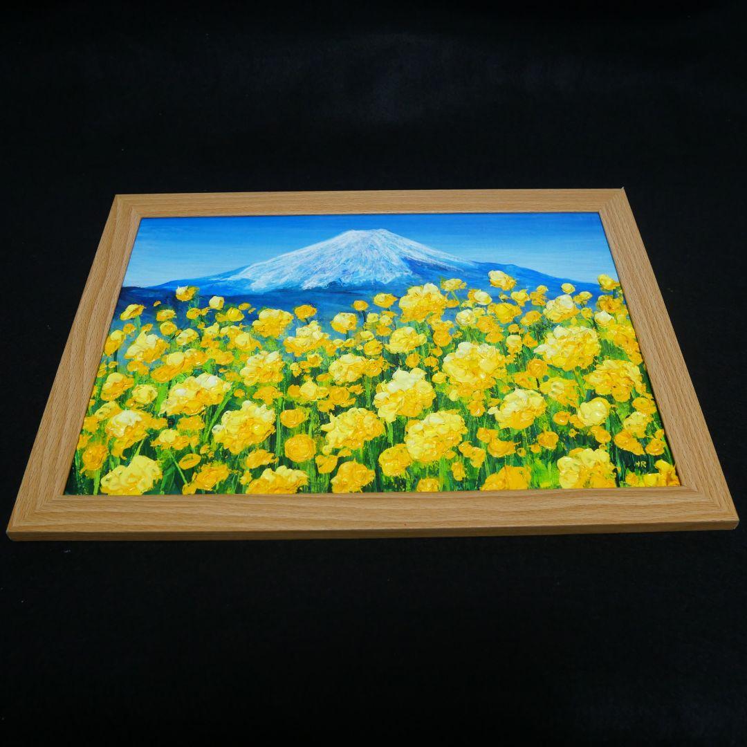 油絵 油彩 油彩画 絵 絵画 【富士山と菜の花】