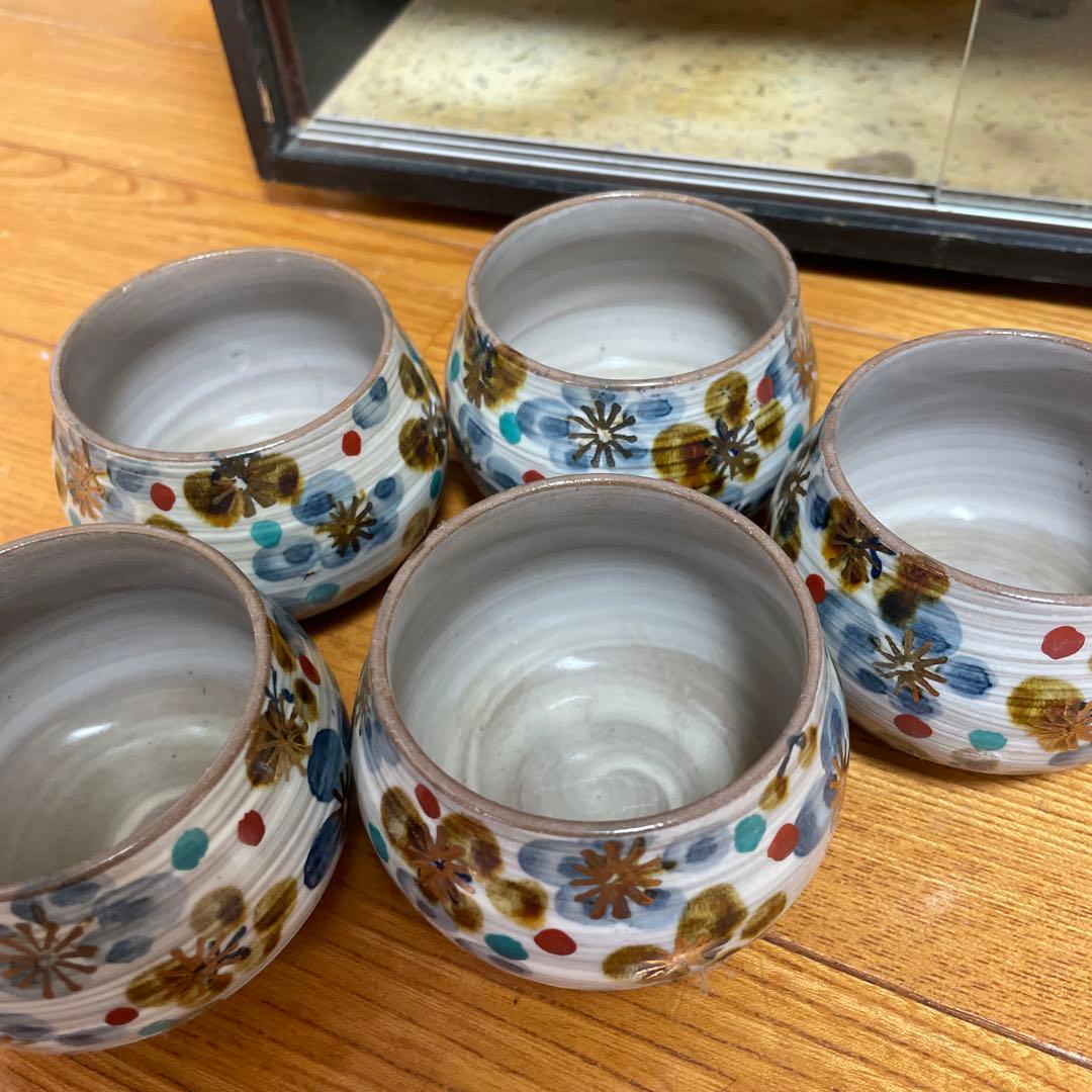 茶道具セット 急須と茶碗5個 ガラスケース付き