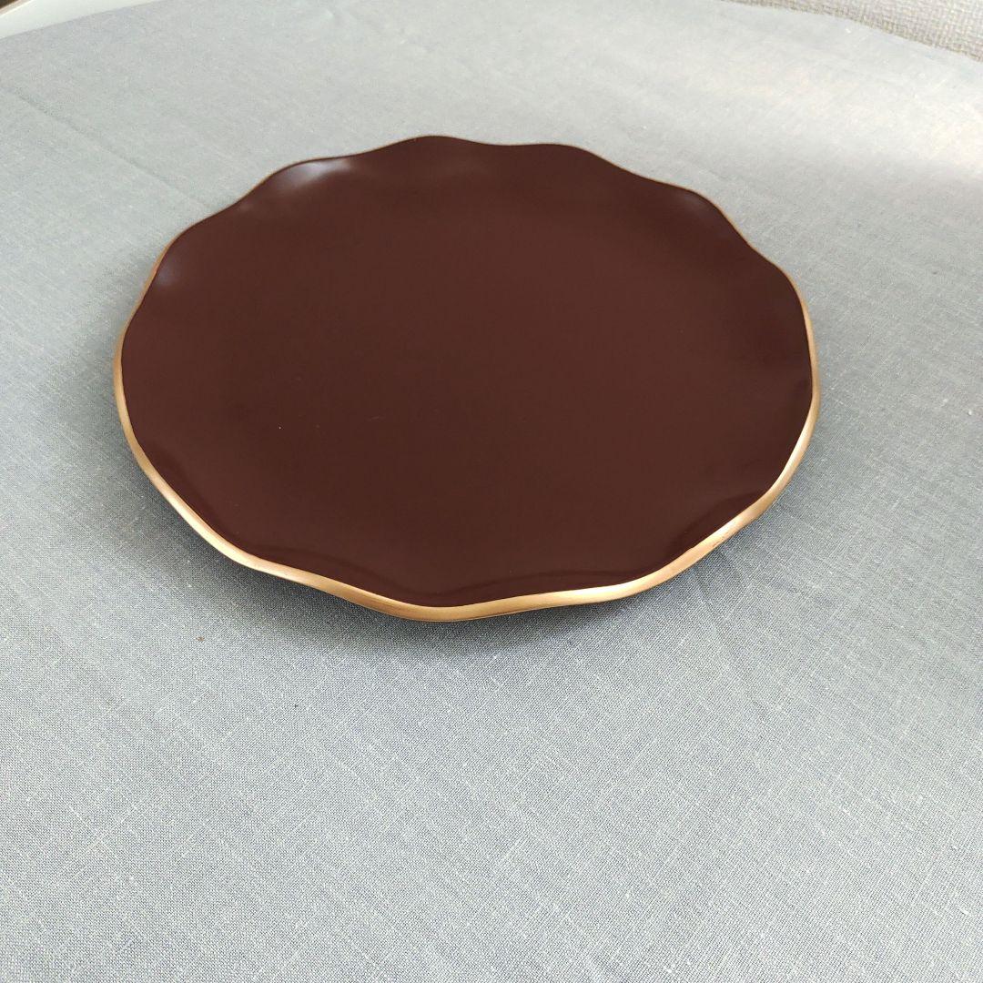 漆器 丸盆 お盆 トレー マット 金縁 金彩 フローラ