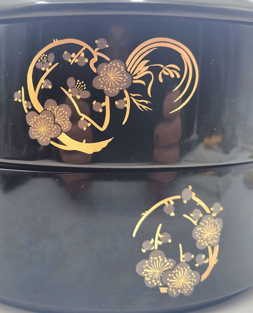 輪島塗　稲忠製　丸形重箱　蒔絵　共箱　骨董品、美術品