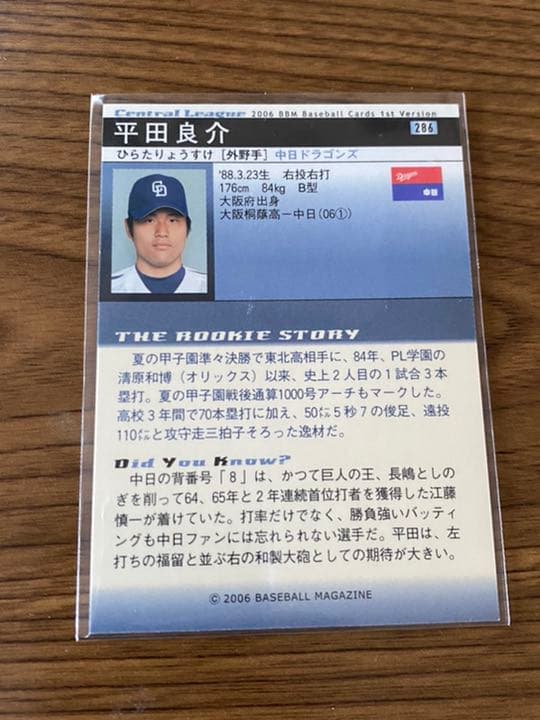 平田良介選手 直筆サインカード ルーキーカード 中日ドラゴンズ