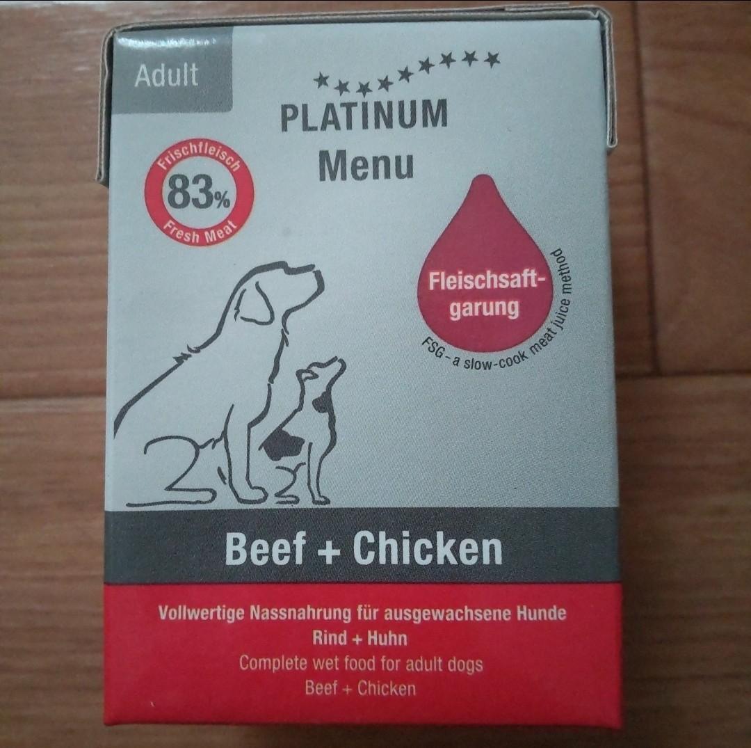 プラチナム成犬用フード(ビーフ+チキン・ダック+ターキー) 計24個