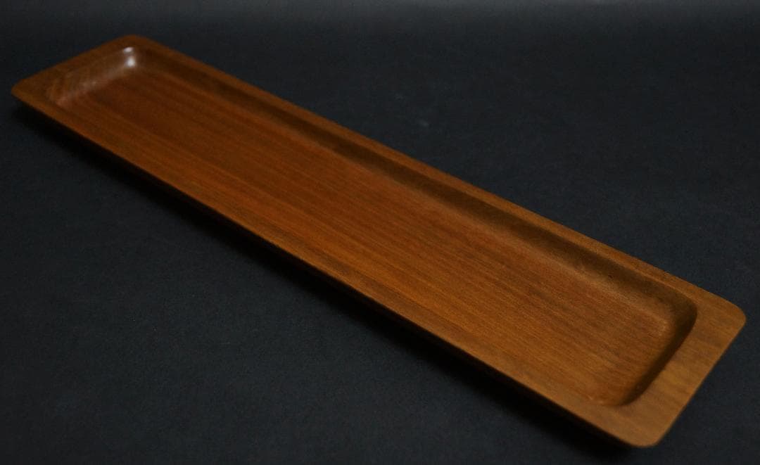 煎茶道具 欅製 刳り貫き一文字盆 長方盆 4D0401