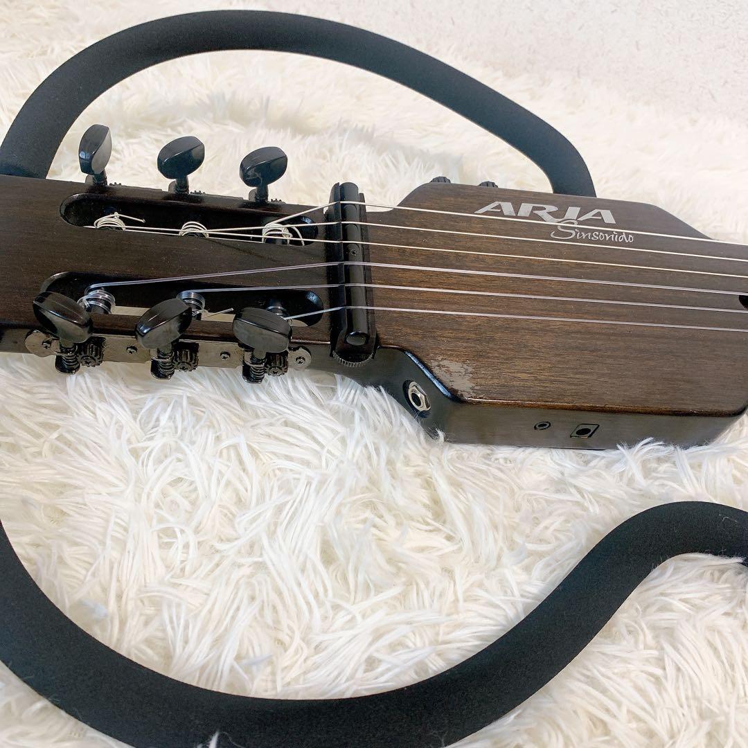 アリア アコースティック サイレント トラベルギター ブラック AS-101S