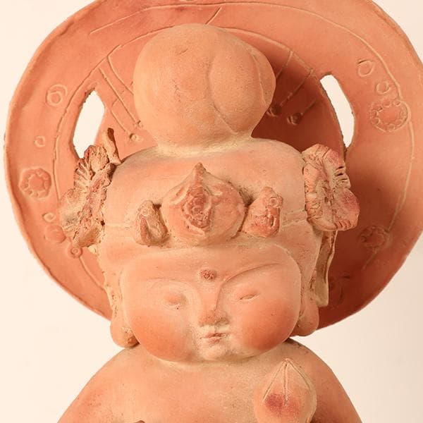 【長橋阿久於　造】　童不動尊　仏師　【陶器置物】