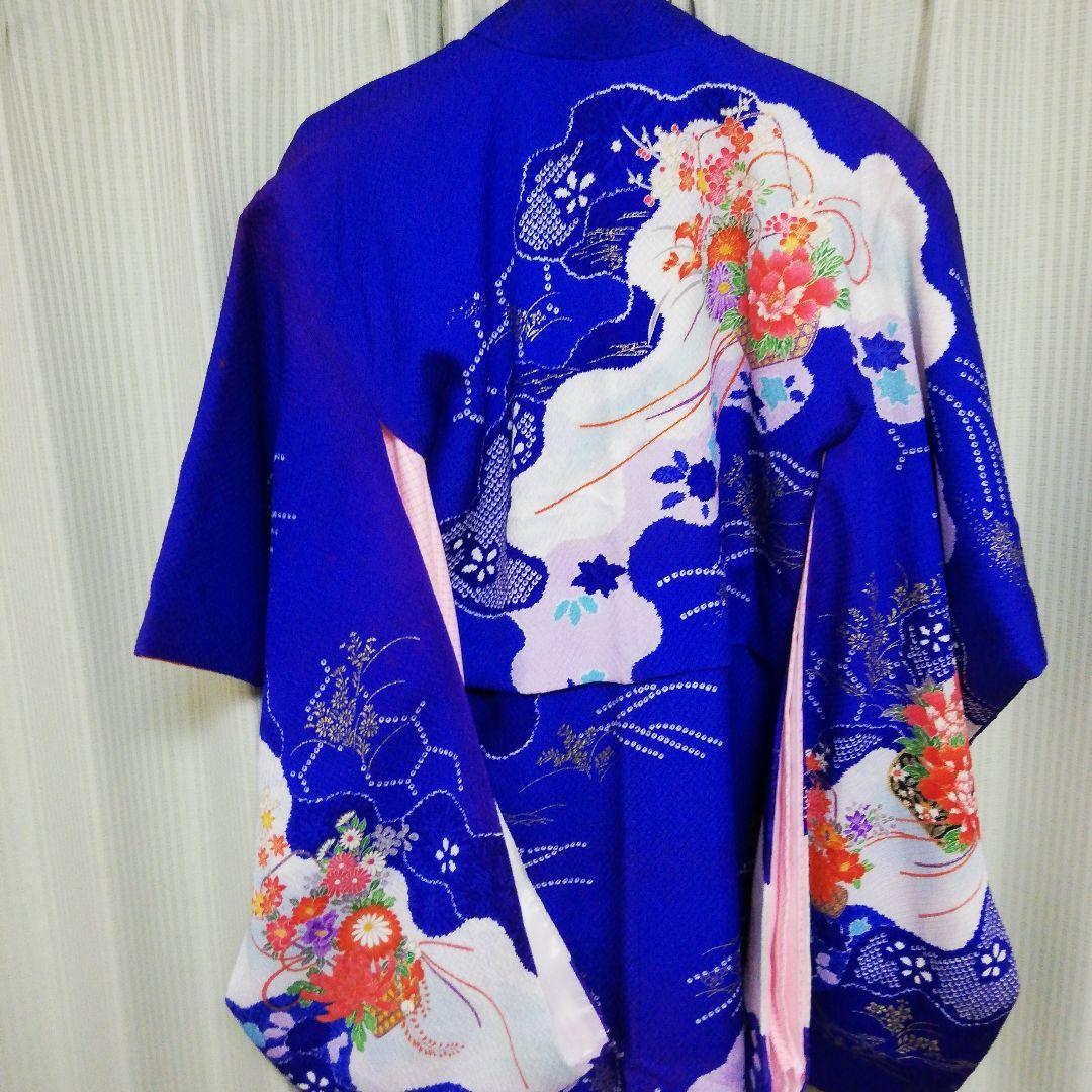 海外コレクター向高級絹織物レディース用ちりめん生地着物豪華絢爛華々しい景色御品物
