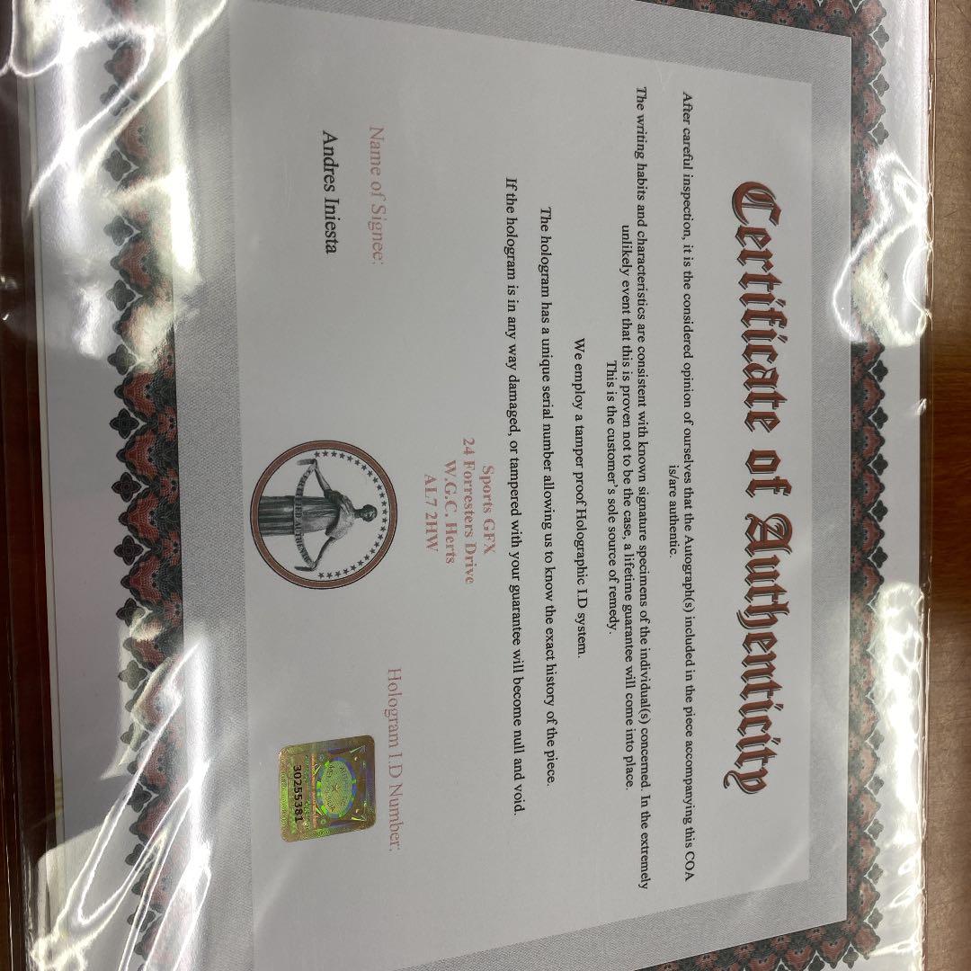 元スペイン代表　アンドレス・イニエスタ　 FCバルセロナ 　直筆サイン入りフォト