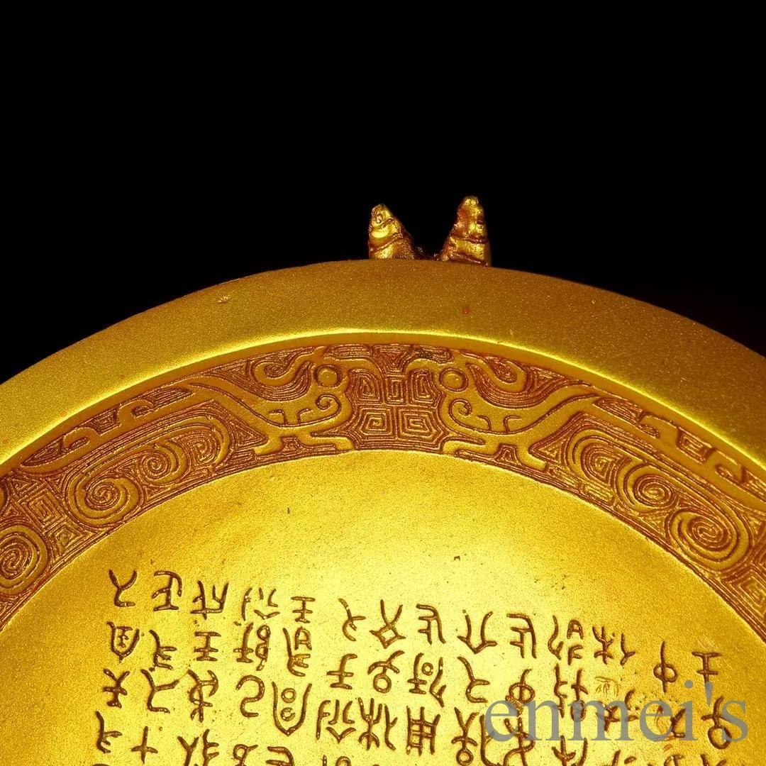 中国古美術 古銅 描金 聚宝鼎 鼎型香炉 祭祀 風水置物 金属工芸 細密細工