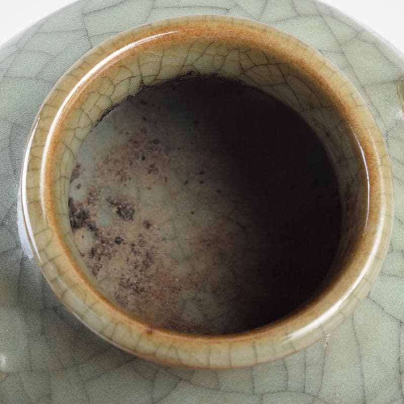 中国　哥釉　青磁　氷裂文　双耳香炉　C　9106