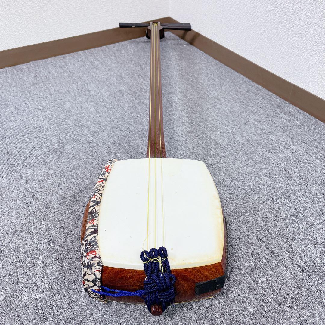 三味線 細棹 紫檀 犬皮 丸打胴 平溝 和楽器