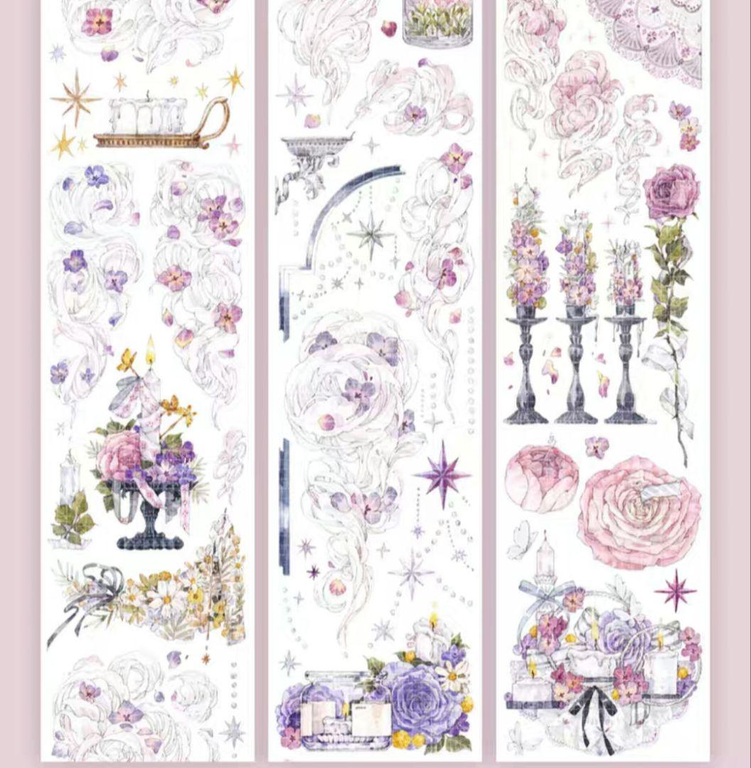 巻売 497★ 海外 マスキングテープ マステ PET 装飾 花 虹光