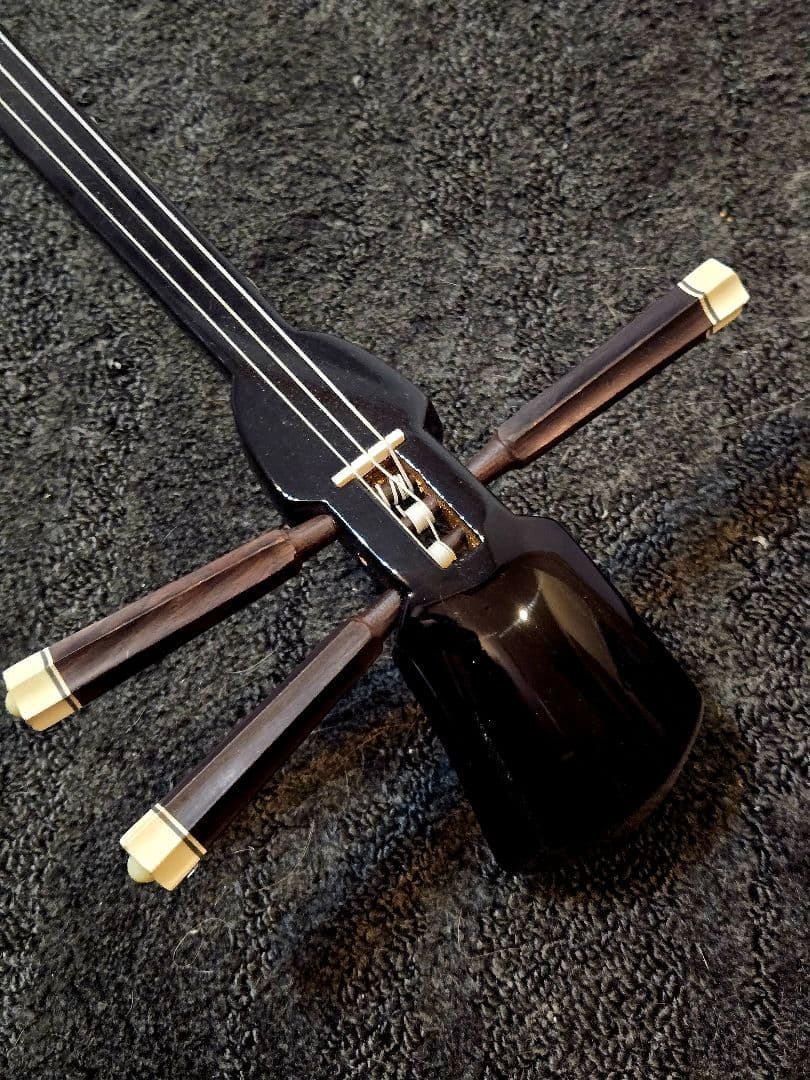 三線 蛇革模様　美品