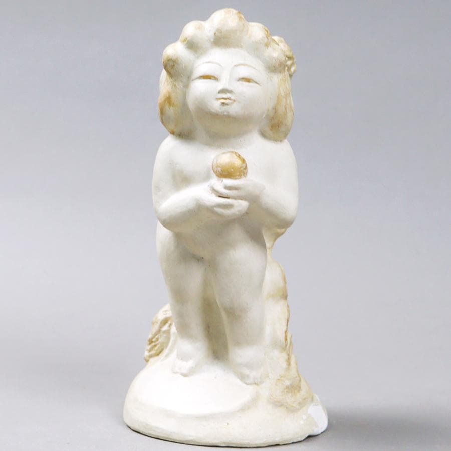 テラコッタ彫刻 大内青圃作 龍女献珠 置物 共箱