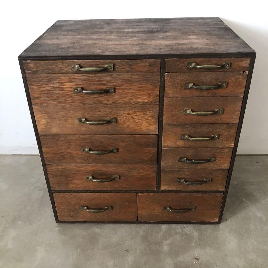 レトロ　アンティーク　昭和　古道具　古家具　古民家　薬棚　薬箪笥　抽斗　引き出し