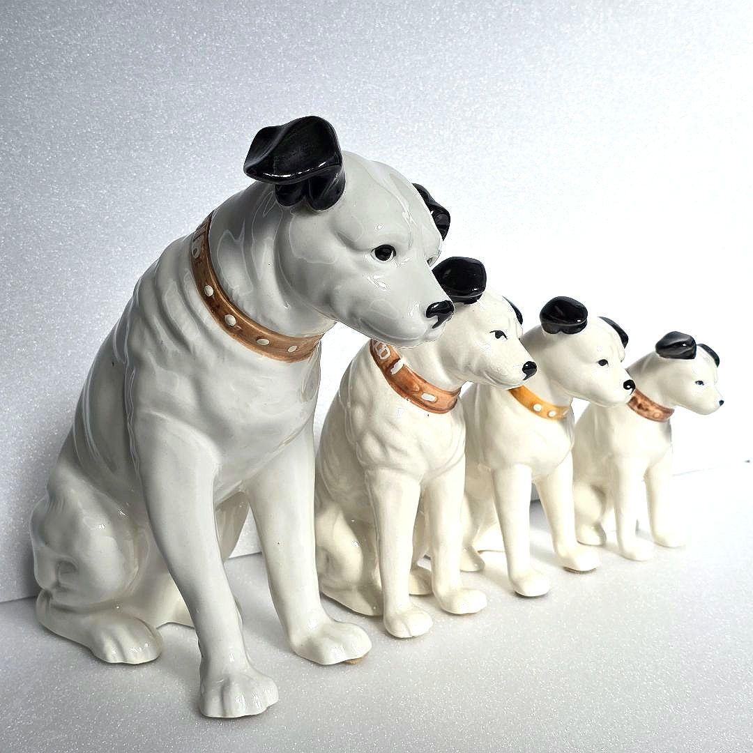 Victor ビクター ニッパー 犬 置物 4体セット 23〜11㎝ 昭和レトロ