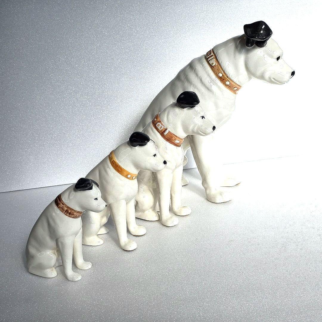 Victor ビクター ニッパー 犬 置物 4体セット 23〜11㎝ 昭和レトロ