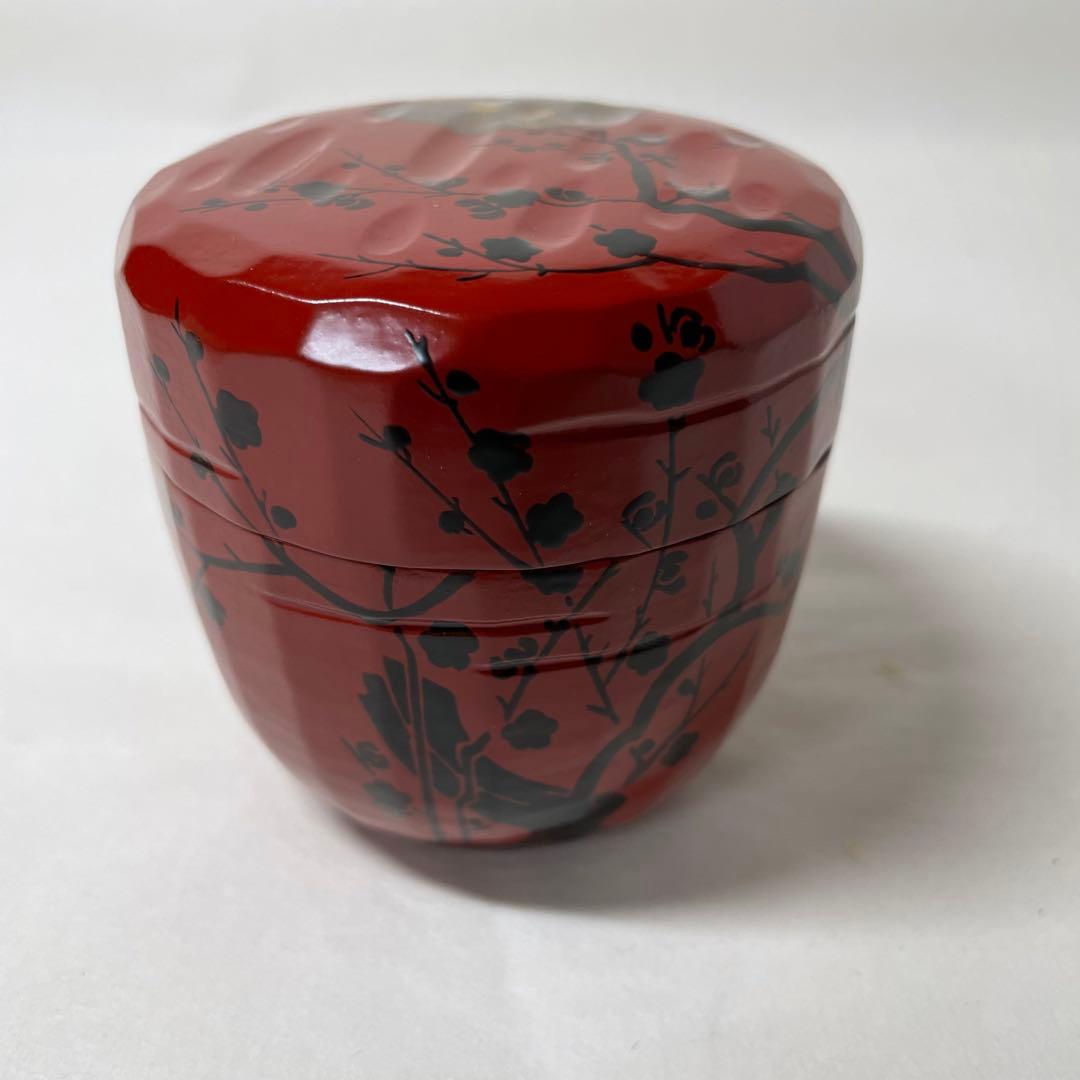 FD25⑦ 淡々斉好写　道馬宗廣作　黒朱　折撓一閑塗り　梅月棗