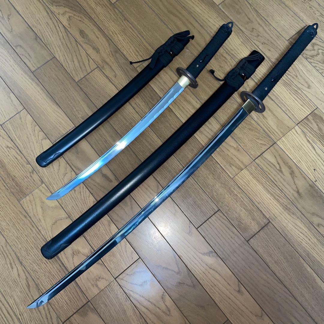 ユ*ン様 武蔵拵 模造刀 大小セット 二十四代藤原兼房作 刀袋・台座付