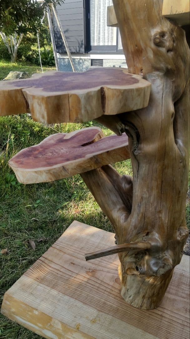 天然木製 4段キャットタワー