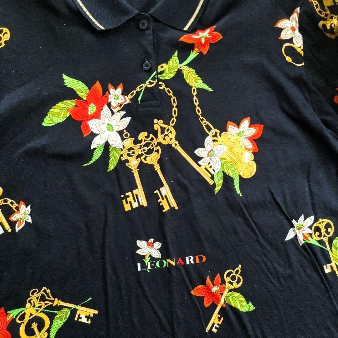 LEONARD◆レオナールスポーツ長袖ポロシャツ L　ブラック系