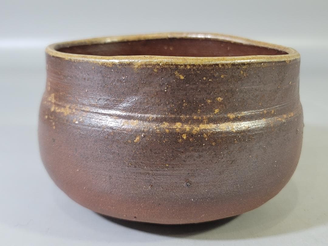 茶道具 備前茶碗 川崎靖英作 共箱 DT776