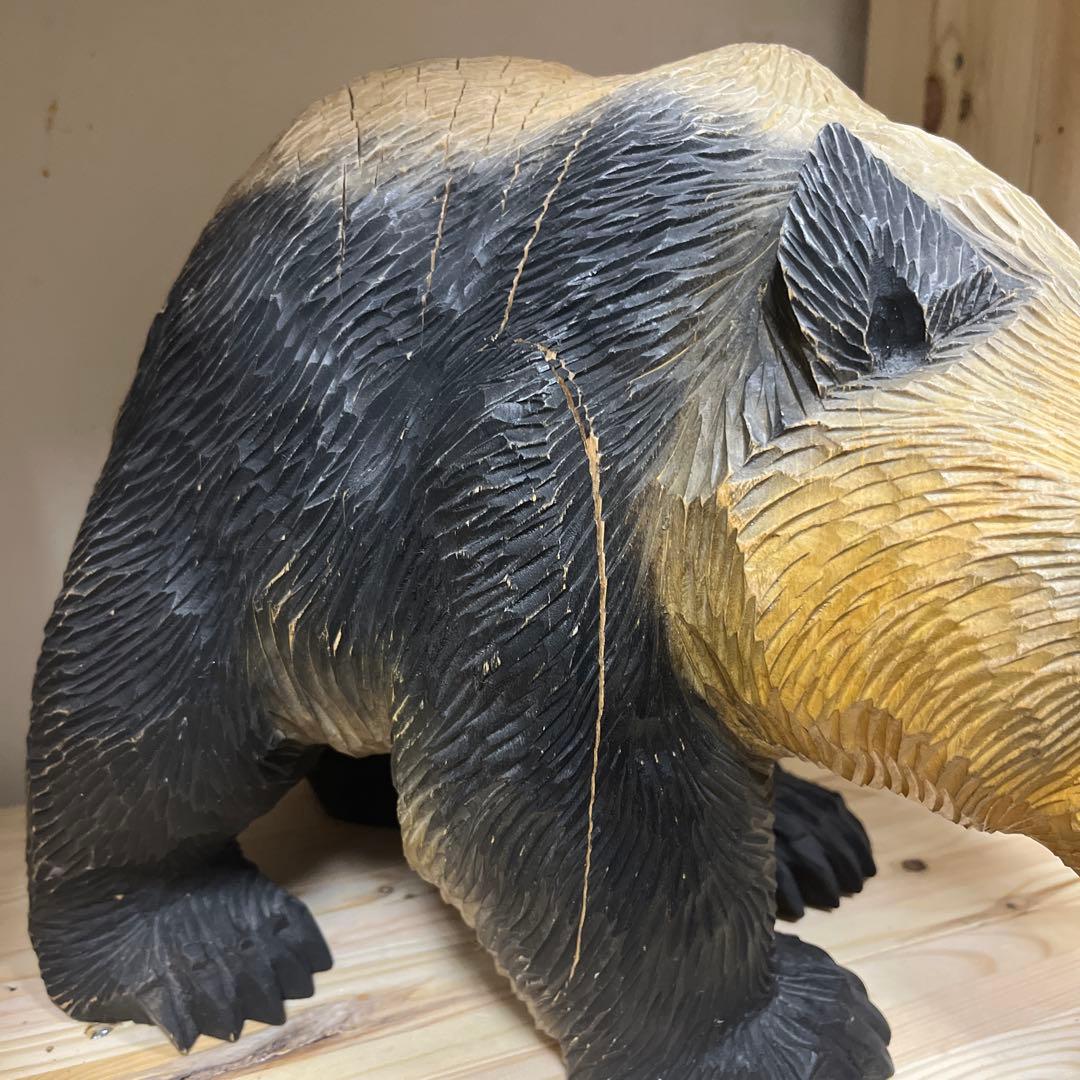 木歩　八雲熊　木彫り熊　ガラス目　引間二郎作　1980年　八雲エイト