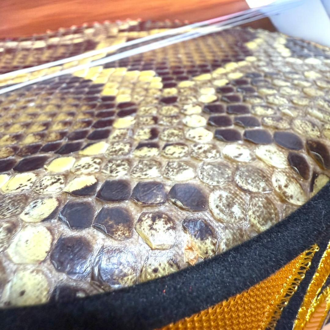 ☆美品 沖縄 琉球 三線 本蛇革 本革 蛇革 本皮 蛇皮 爪 ケース付 伝統楽器