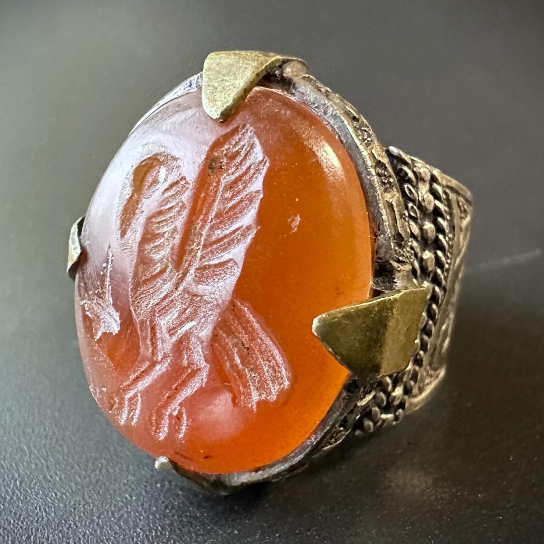 ビザンツ シルバーリング カラーストーン 印章指輪 パワーストーン 1548