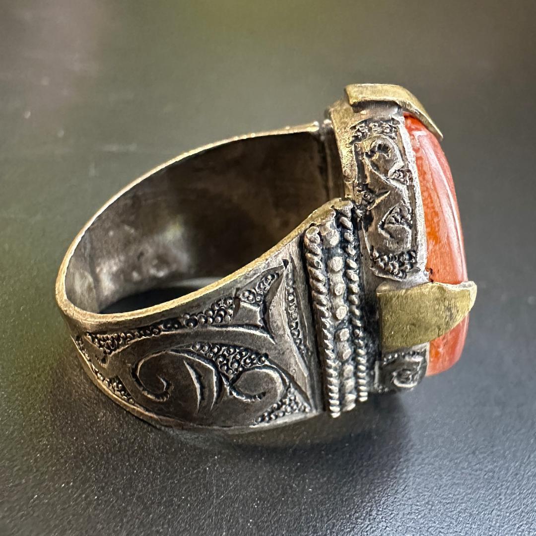 ビザンツ シルバーリング カラーストーン 印章指輪 パワーストーン 1548