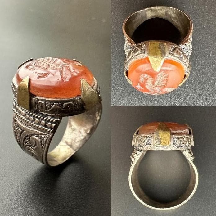 ビザンツ シルバーリング カラーストーン 印章指輪 パワーストーン 1548