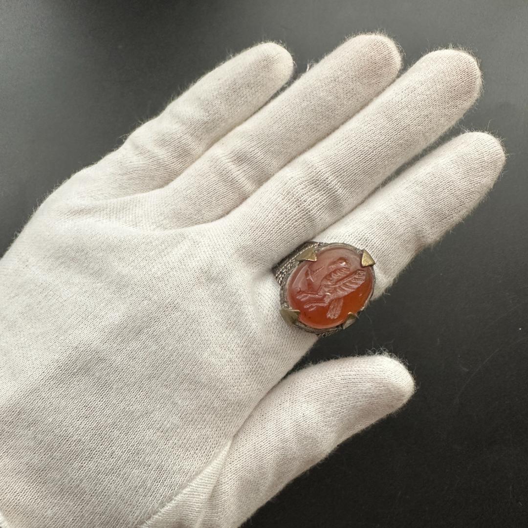 ビザンツ シルバーリング カラーストーン 印章指輪 パワーストーン 1548