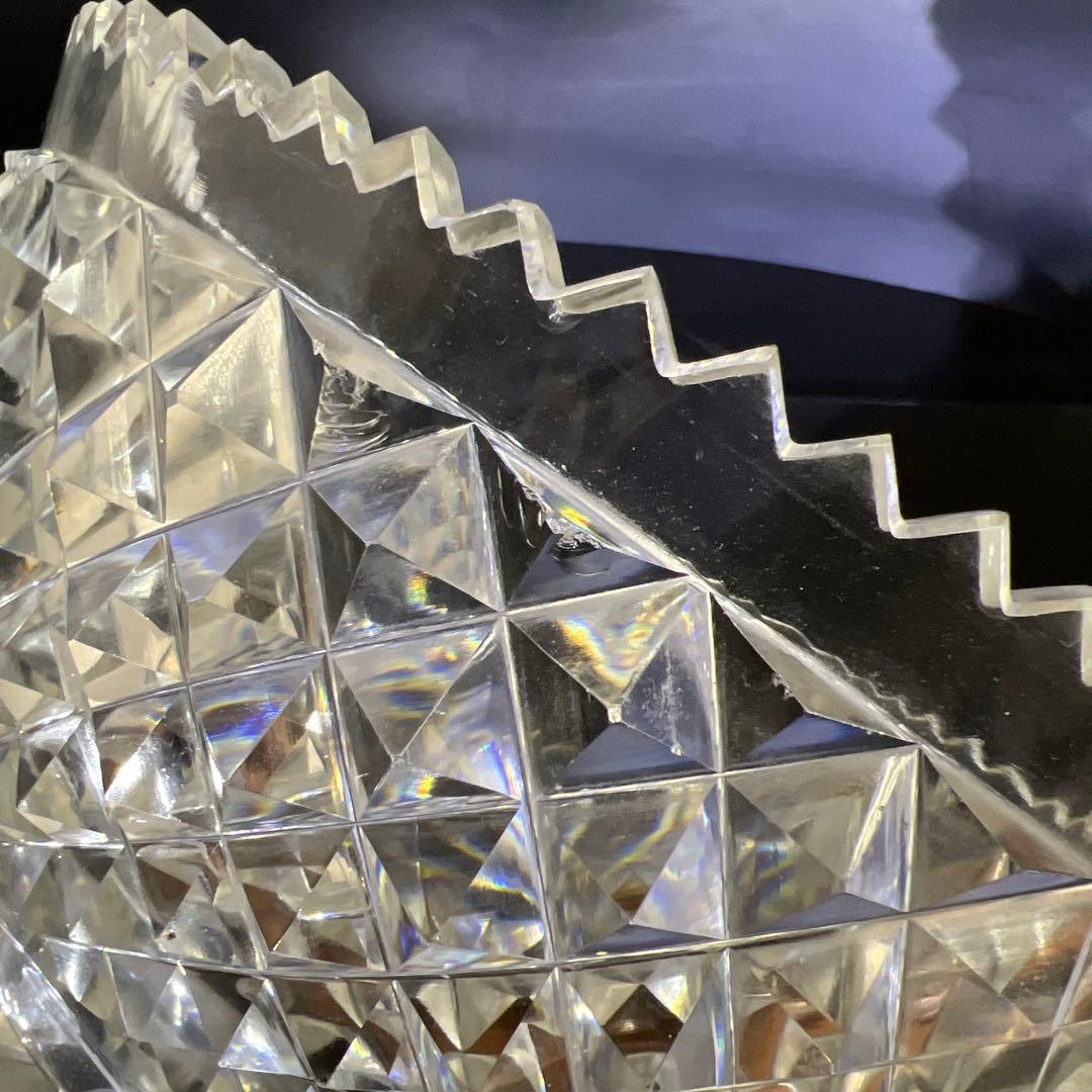 最上手　薩摩切子　初期極上手彫大鉢（鋭いカット）　木箱付　東Y7-1211☆1F