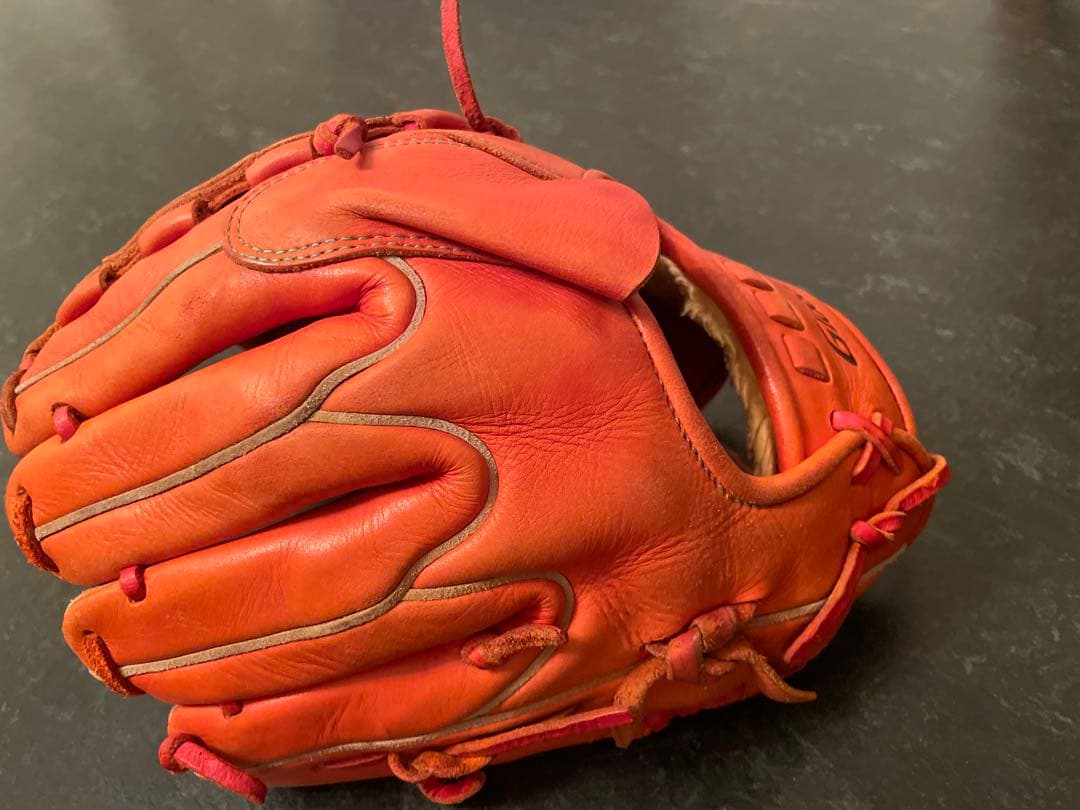 菅野モデルミズノ少年軟式用グラブ M スプレンディッドオレンジ 右投げ用