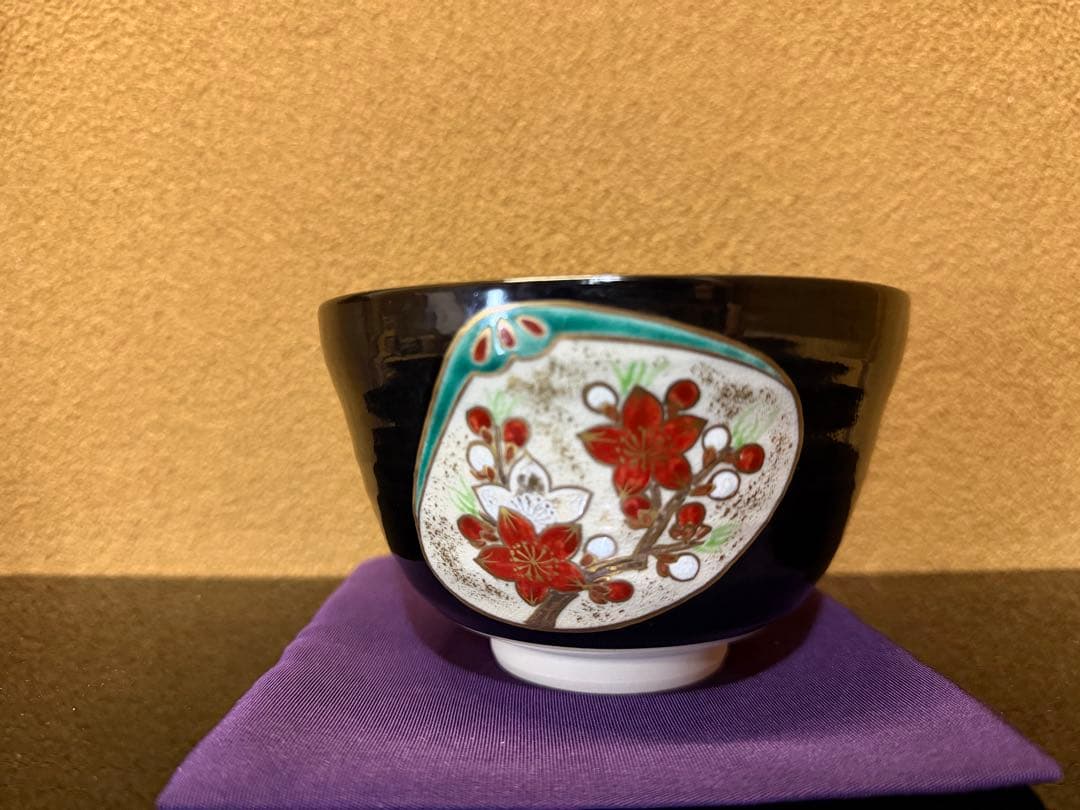 手塚桐鳳　仁清写　雛の絵茶碗　共箱　堀内宗心書付