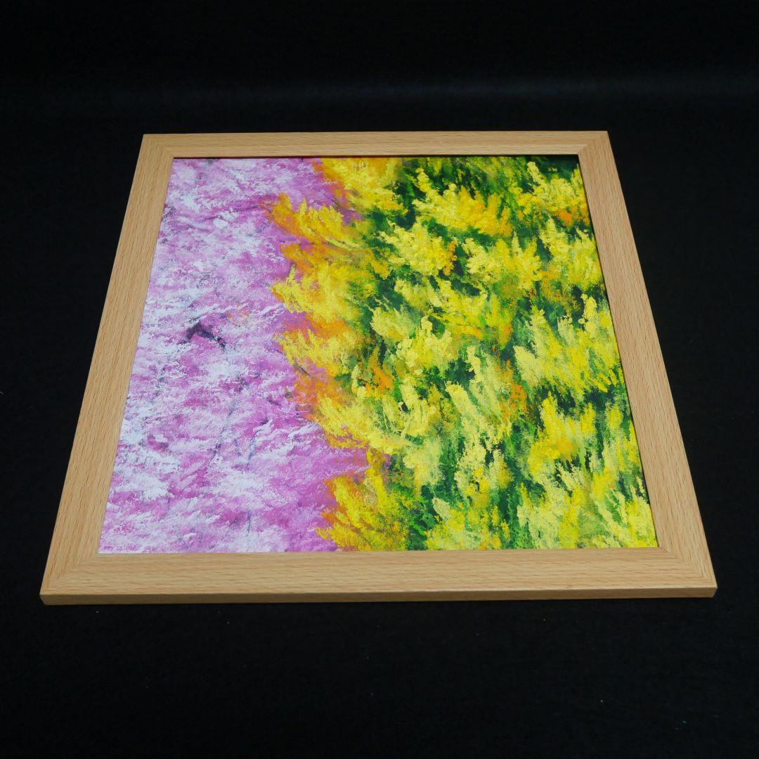 油絵 油彩 油彩画 絵 絵画【ミモザと桜】