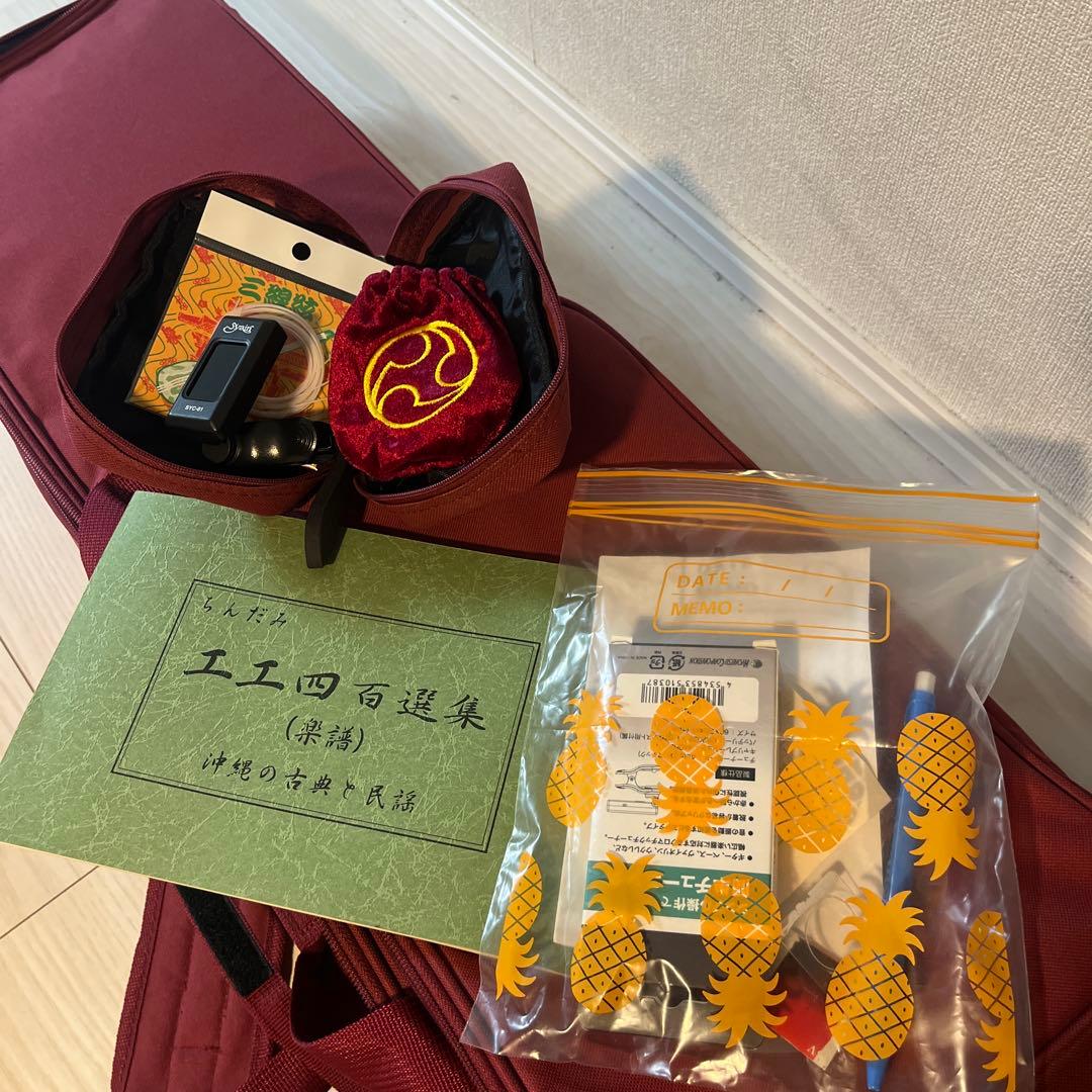 三線 本体 蛇の皮 ケース付き