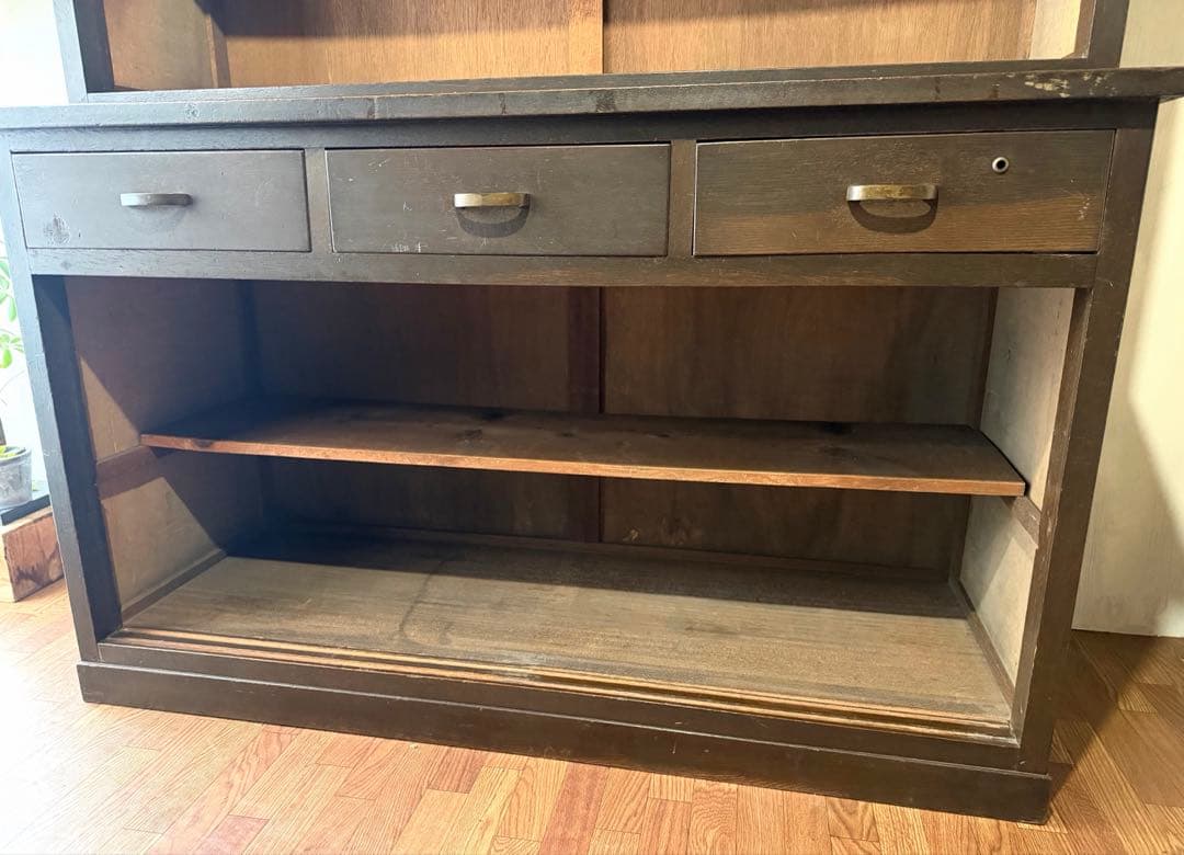 古家具 ガラス引戸 水屋箪笥