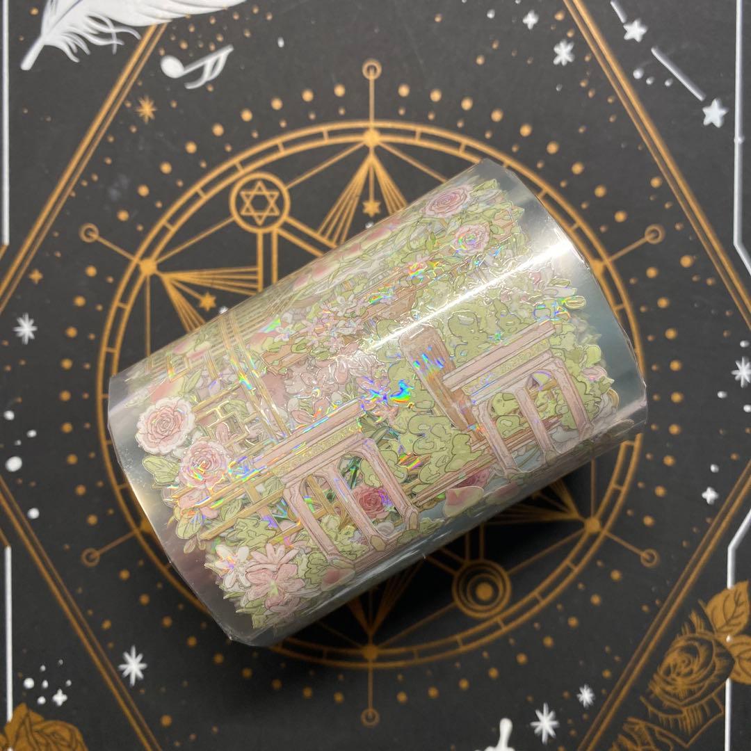 【B】海外　10m巻　貝殻光マスキングテープ　お花系　装飾系