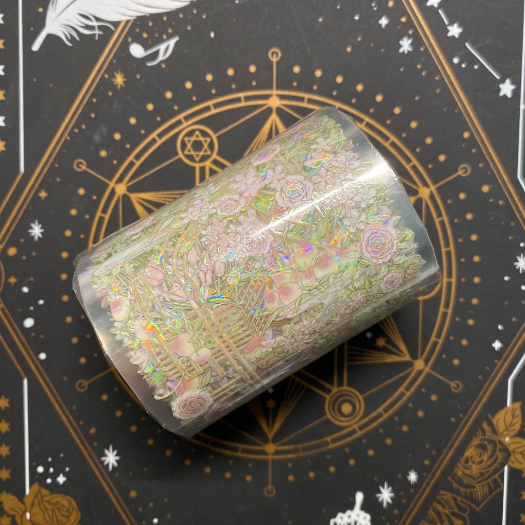 【B】海外　10m巻　貝殻光マスキングテープ　お花系　装飾系