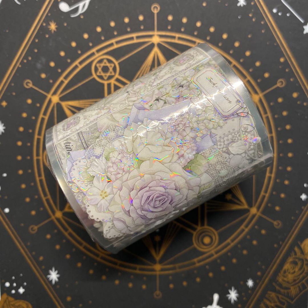 【B】海外　10m巻　貝殻光マスキングテープ　お花系　装飾系