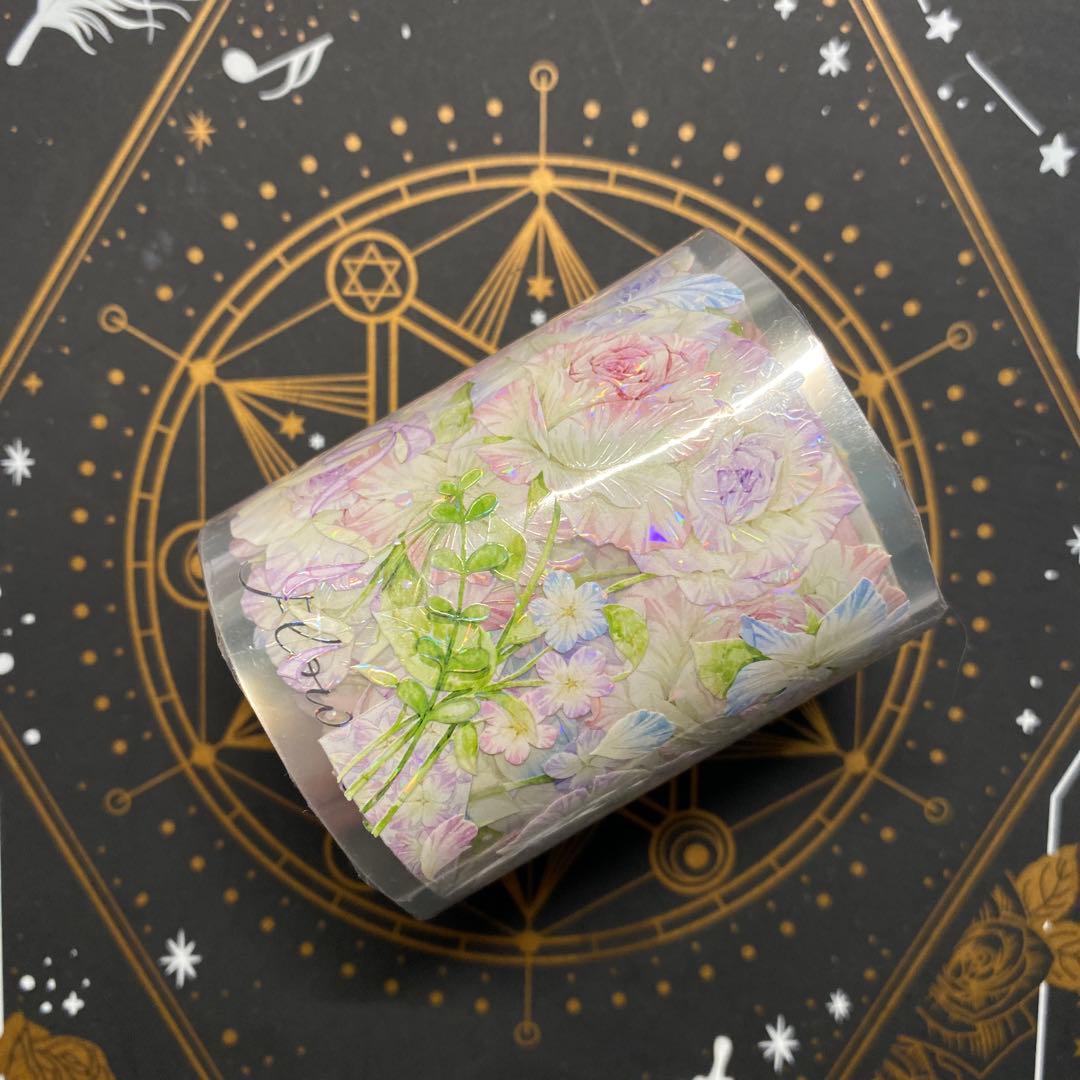 【B】海外　10m巻　貝殻光マスキングテープ　お花系　装飾系