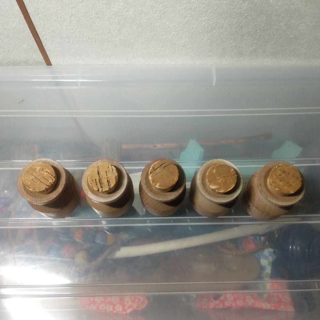 北欧ビンテージ木製スパイス入れ5個、