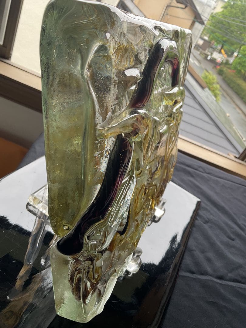 ルーク　藤田喬平　ガラス・レリーフ「富士山」(サイン)/オブジェ