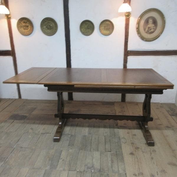 イギリス アンティーク 家具 ダイニングテーブル ドローリーフ 英国 6836d