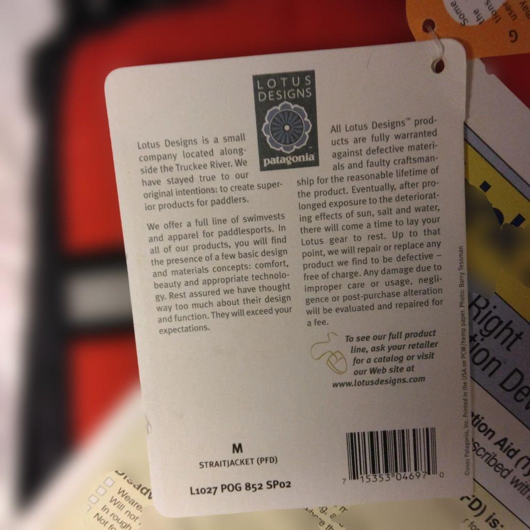 パタゴニアリズム　M 反射材付きライフジャケット 黒/オレンジ