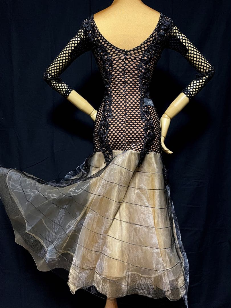 社交ダンス★ジャンティ スタンダードドレス★ブラック&ネット★サイズS★新品