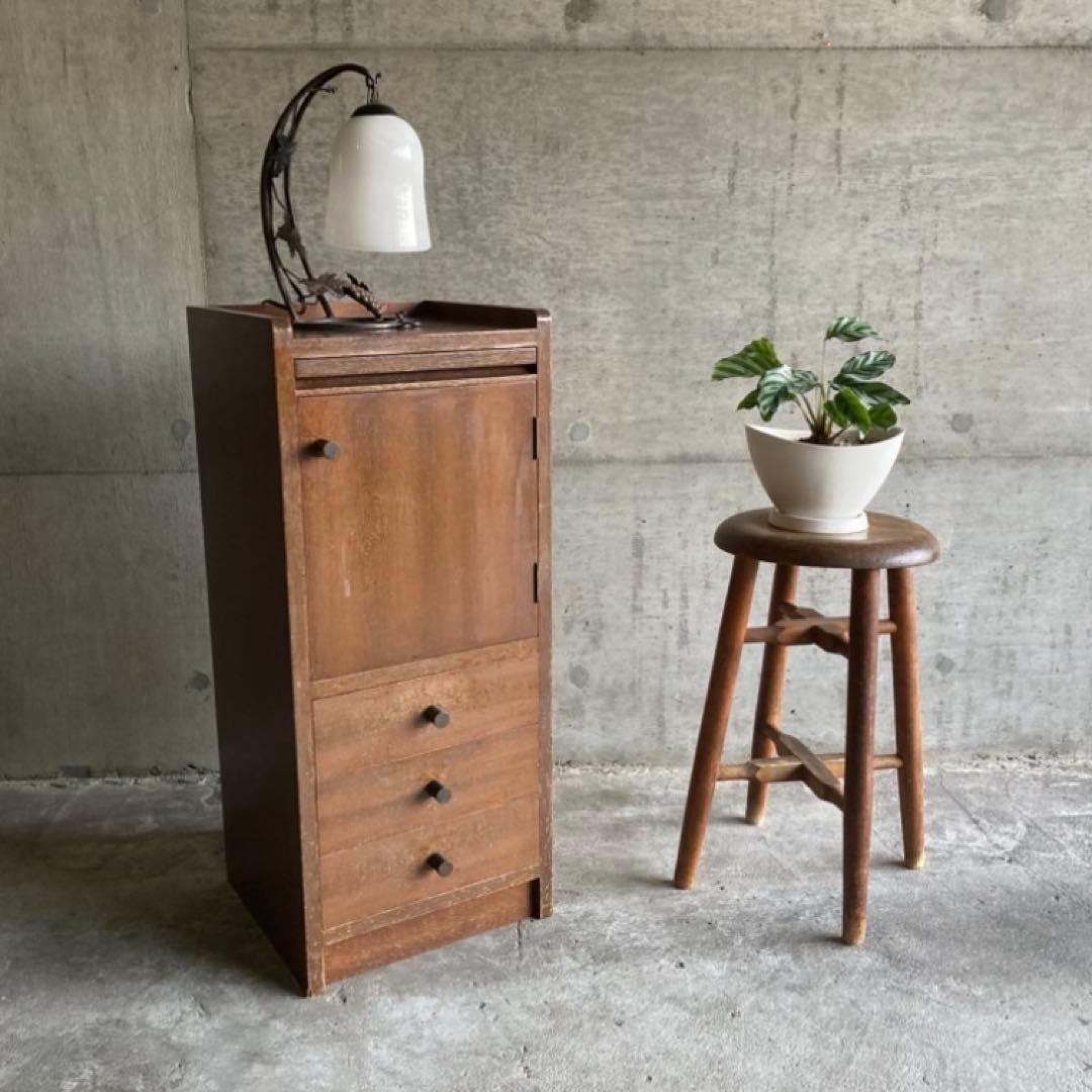 サイドテーブル キャビネット チェスト ラック 電話台 棚 木製 昭和 レトロ