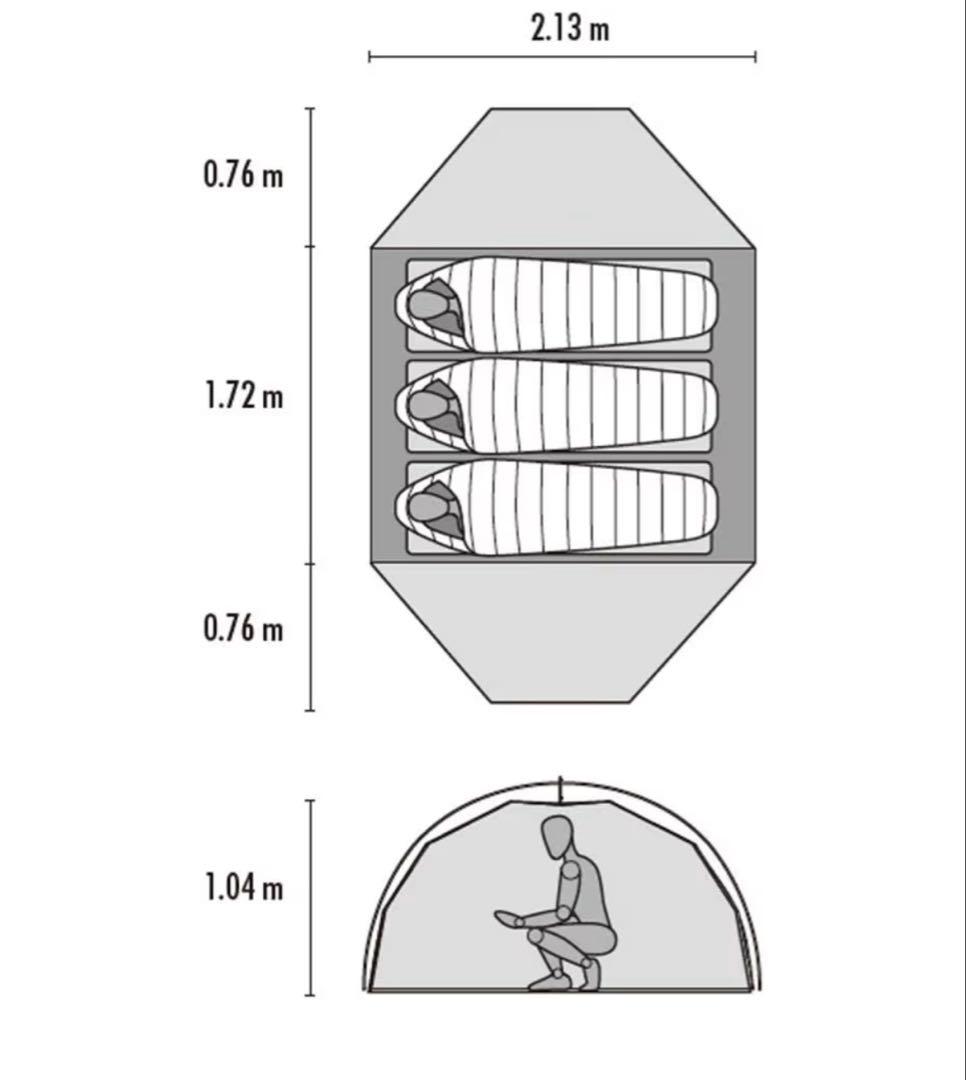 MSR ドーム型テント 3人用 ホワイト/レッド