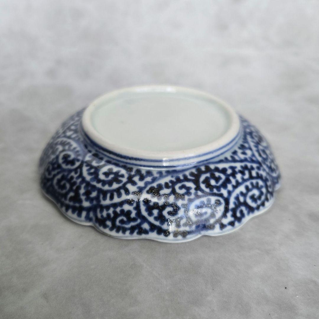 古伊万里　染付　蛸唐草　小皿　豆皿　江戸時代　骨董　金継ぎ　アンティーク